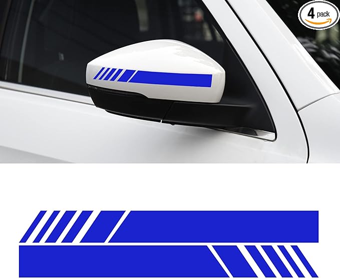 SINGARO Car Rear View Mirror Stickers Decor Car Body Sticker Vinyl 4pcs (Blue)