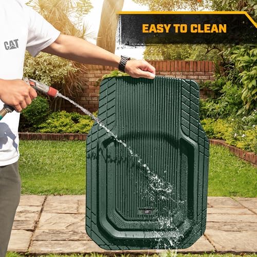 Cat® ToughLiner™ Car Floor Mats - Heavy Duty Trim to Fit Mat for Trucks - Car Mats & SUV Floor Liners for Car - All-Weather Truck Accessories & Odorless Rubber Automotive Mats - Green