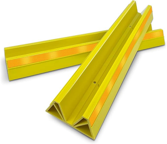ROBLOCK 18" Parking Stopper for Garage, Car Stopper for Garage Precision Stopping, Heavy Duty Parking Block with Reflective Strips, Suitable for Car, SUV, Easy Install, 2 Packs, Yellow