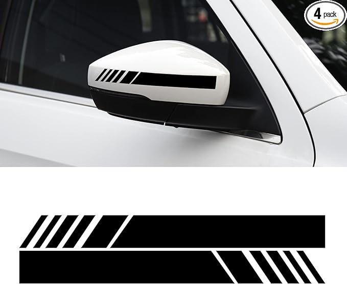 SINGARO Car Exterior Accessories Rear View Mirror Stickers Decor Car Body Sticker Vinyl 4pcs (Black)