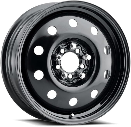 Allied 83B FWD Black Mod 14X5.5" 5X108 & 5X4.50 Bolt Patterns +38mm Offset 4.75" BS Satin Black Steel Passenger Car Wheel, Bolt-on OE Replacement, Car Mods, FWD, AWD, SUV and CUV Steel Wheel