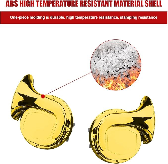 2PCS 300DB Super Loud Train Horns, 12V Waterproof Air Horns Replacement Kit, Car Air Electric Snail Double Horn, Automotive Accessories Universal for Motorcycle, Truck, Bike, Boat (Gold)