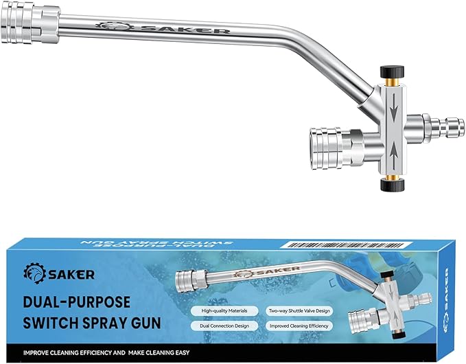 Saker Foam Cannon Dual Connector Accessory, Dual-Purpose Switch Spray Gun,Foam Cannon for Pressure Washer for Car Washing and Cleaning