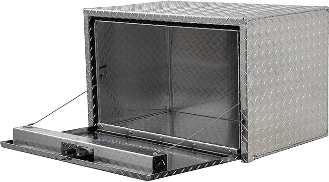 Buyers Products 1705103 Diamond Tread Aluminum Underbody Truck Tool Box, 18 x 18 x 30, Made in USA, .100 in. Thick, Corrosion-Resistant, Locking Compression Latch – Secure Storage for Work Trucks