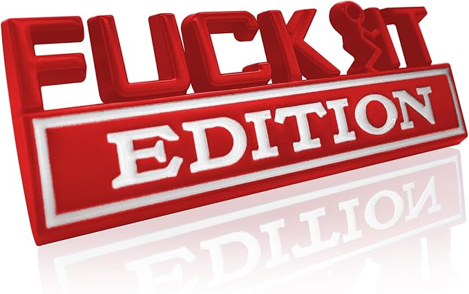 Fuck IT Edition Emblem, Car Exterior Emblems Badge 3D Sticker Decal, Fuck-IT Edition Emblem 3D Fender Badge Decal, 3D Fender Badge Decal Car Truck Replacement, Fit for All Cars (Red White)