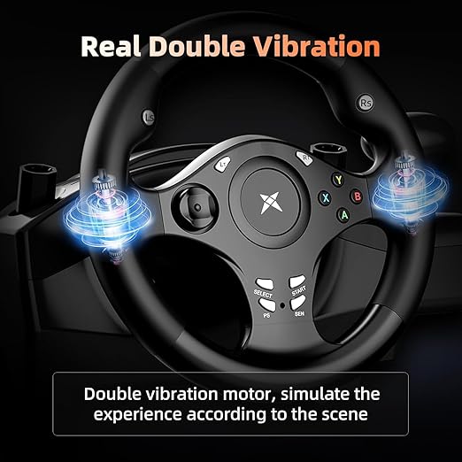 NBCP PC Racing Wheel,270 Degree Universal USB Car Sim Race Steering Wheel PS4 Large Size Steering Wheel and Pedals for PC、PS4、PS3、Xbox One、Xbox Series X/S、Switch