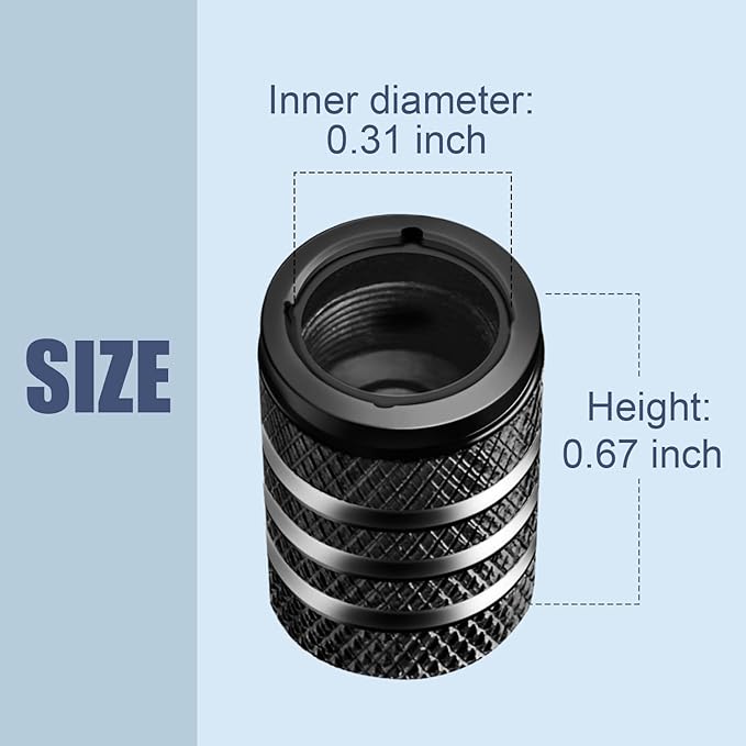 Tire Valve Stem Cap Cover - (5 Pack) Tire Air Cap Metal with Plastic Liner Corrosion Resistant Leak-Proof Rock and Roll for Car Truck Motorcycle Bike Black