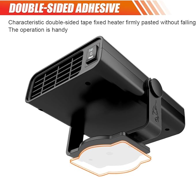 Car Heater, 12V 150W Fast Heating Windshield Defogger and Defroster, 2 in 1 Portable Heating & Cooling Fan, 360° Rotatable Heater with Plug-in Cigarette Lighter (Black)