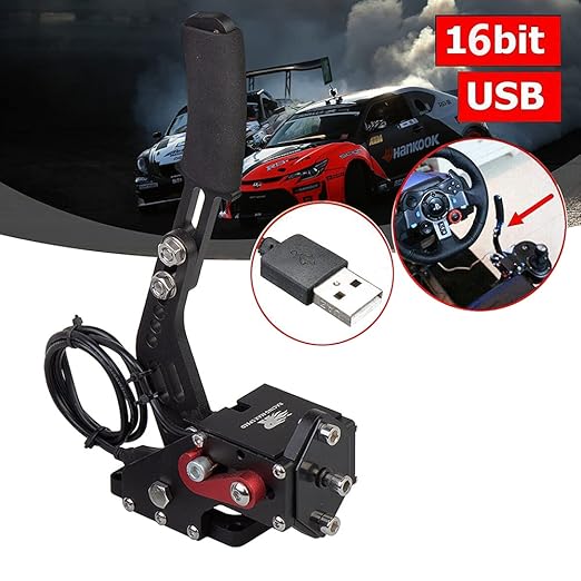 CNRAQR PC Racing Game USB Handbrake for 16Bit SIM for Racing Games, Compatible with G27 G29 G923 T500 T300 Simulate Linear Handbrake(Only PC System)