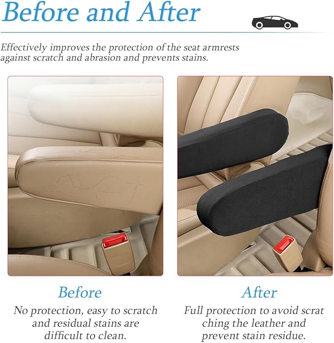 AUCELI 2 Pcs Car Front Seat Armrest Covers, Cloth Fabric Armrest Protectors, Direct Replacement Center Console Lid Armrest Cover Skin, Universal Accessories for Car, SUV, Truck and Van