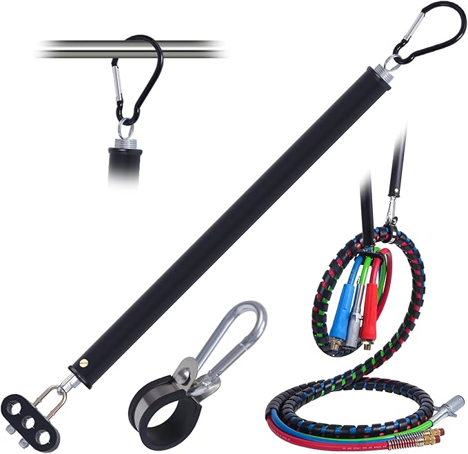 CheeMuii 20" Single Tender Spring Kit with 3in1 Hose Holder and 3-Hole Clamp Holder Heavy Duty Tender Spring for Semi Truck Air Lines Kit 2 Style Air Lines Holders for Semi Truck Trailer Tractor