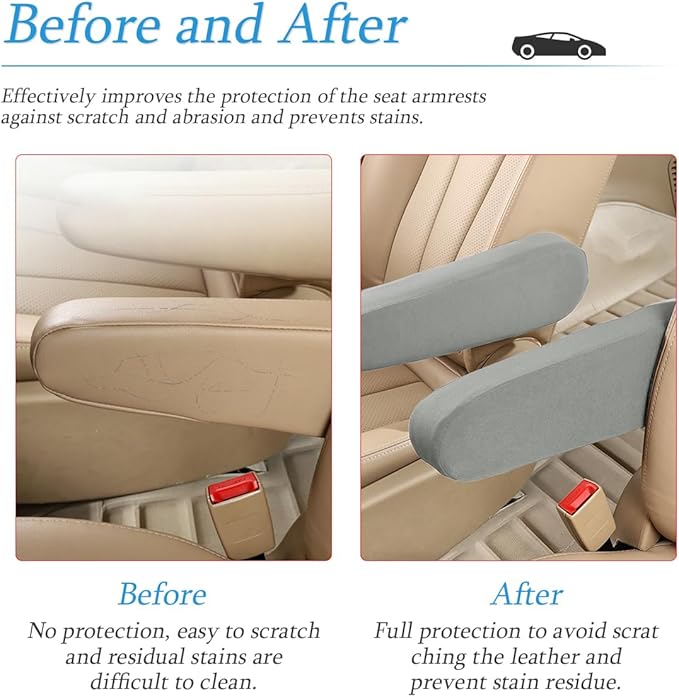 AUCELI 2 Pcs Car Front Seat Armrest Covers, Cloth Fabric Armrest Protectors, Direct Replacement Center Console Lid Armrest Cover Skin, Universal Accessories for Car, SUV, Truck and Van