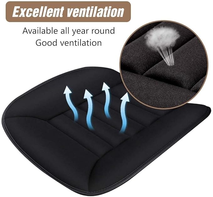 MYFAMIREA 2PCS Car Seat Cushion Pad 1.2" Thick Comfort Seat Protector for Car Driver Seat Office Chair Home Use Memory Foam Seat Cushion with Non Slip Bottom, 20'' x 18.5'', Black