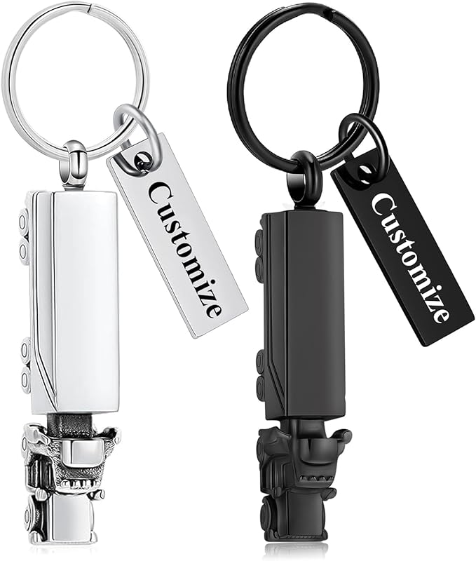 shajwo Cremation Jewelry 18 Wheeler Semi Truck Urn Keychain for Ashes for Women Men Memorial Human Ashes Pendant