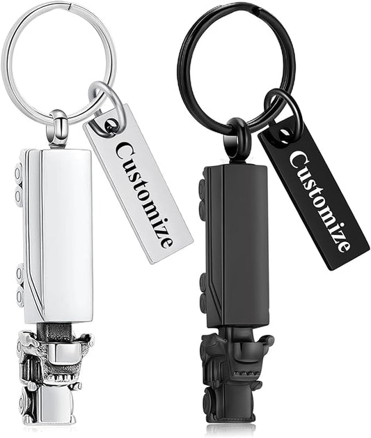 shajwo Cremation Jewelry 18 Wheeler Semi Truck Urn Keychain for Ashes for Women Men Memorial Human Ashes Pendant