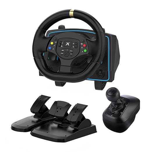 DOYO Gaming Steering Wheel with Pedals and Shifter, 1080° Racing Wheel, Vibration Feedback, Paddle Shifters, Race Steering Wheel for PC, Xbox One, PS4, Xbox Series X/S, PS3, Switch
