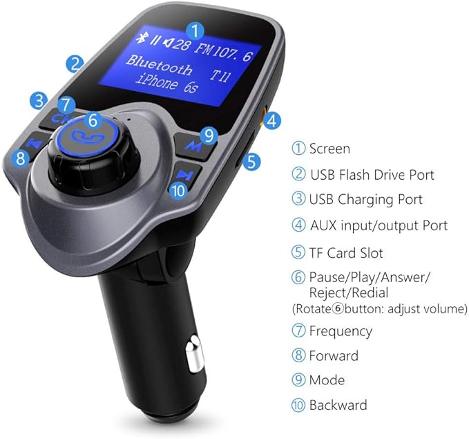T11 Wireless Bluetooth FM Transmitter Handsfree Car Kit MP3 Player Wireless Bluetooth Adapter with Dual USB Port Car Kit