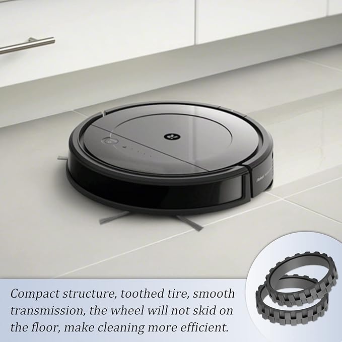 Garbage fighter Tires for Series 500, 600, 700, 800 and 900, e5, e6, i7,Anti-Slip, Great Adhesion and Easy Assembly, Wheel Replacement for All roomba Models (Black 2 Pack)