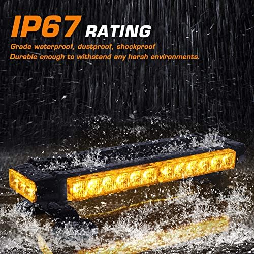 LINKITOM LED Strobe Flashing Light Bar with Magnetic Base, Amber