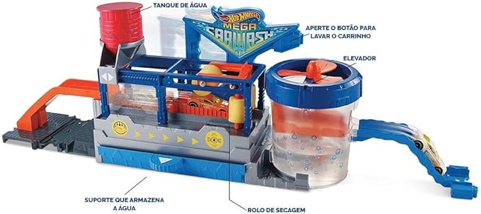 Hot Wheels FTB66 City Mega Car Wash Connectable Play Set with Diecast & Mini Toy Car