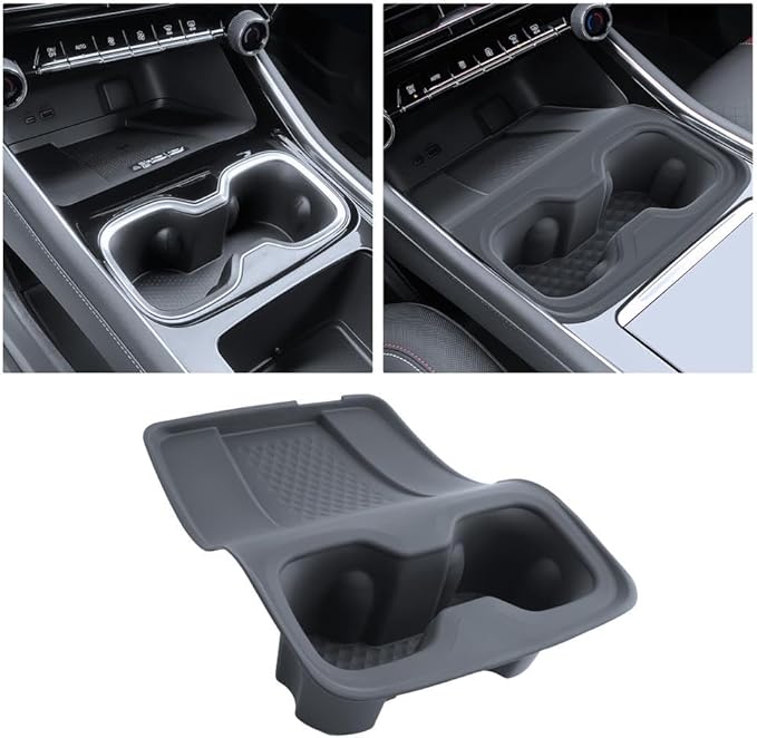for 2024-2026 Chevy Traverse 2-in-1 Cup Holder Insert&Wireless Charging Mat TPE Materials