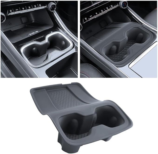 for 2024-2026 Chevy Traverse 2-in-1 Cup Holder Insert&Wireless Charging Mat TPE Materials