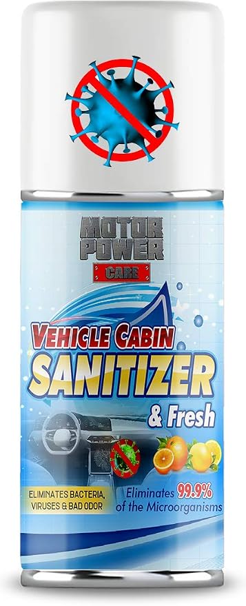 MotorPower Care Vehicle Cabin Sanitizer and Fresh Spray, 2 Pack eliminates bad smell certified product 6.76 fl oz each