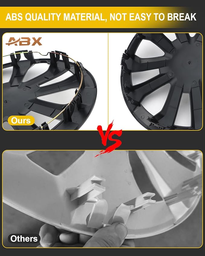 ABX Hubcap Wheel Covers Hub Caps 16 Inch Set of 4 Black Universal Wheel Rim Cover R16 Stylish Car Decor Wheel Covers for Toyota Camry Nissan Mazda (black-10, 16 inch)