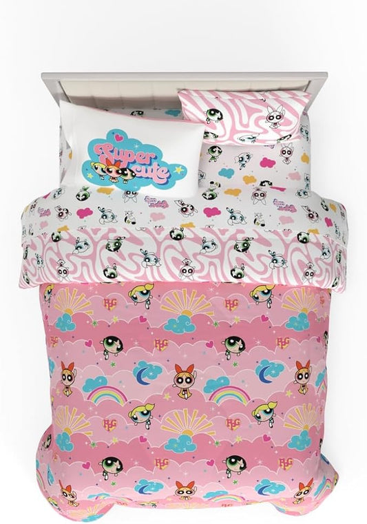 Franco Collectibles Powerpuff Girls Bedding 7 Piece Super Soft Comforter and Sheet Set with Sham, Queen, (100% Official Licensed Product)