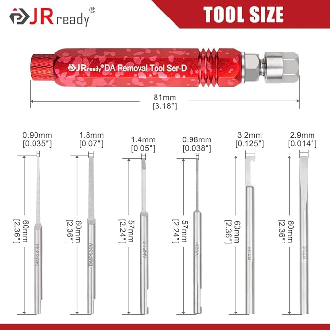 JRready ST5258 Electrical Pin Extractor Tool Kit with 6PCS Replacement Tips for AMP/Metri Pack/TE/JST/Deutsch Connectors, Pin Removal Tool Perfect for Car Repair Electrical Harness terminals
