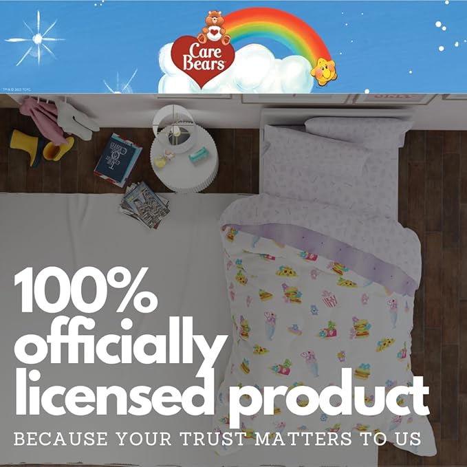 Care Bears Food Snacks 5 Piece Super Soft Cozy Reversible Comforter and Sheet Set with Sham, Twin, (Officially Licensed Product) by Franco Collectibles