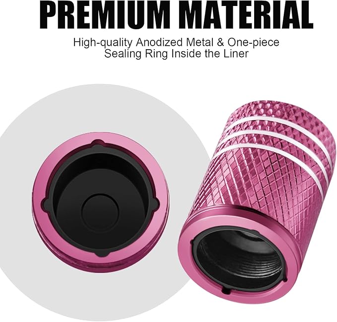 Tire Valve Stem Caps for Car Tire Cap 5 Pack Corrosion Resistant Leak-Proof Premium Alloy Universal fit for Car Bike Truck Motorcycle Pink