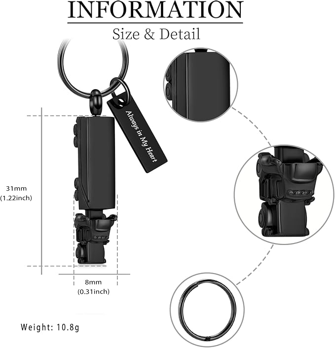 shajwo Cremation Jewelry 18 Wheeler Semi Truck Urn Keychain for Ashes for Women Men Memorial Human Ashes Pendant
