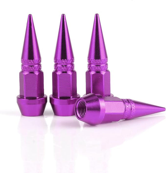 SINGARO 45mm Spiked Aluminum Stem Valve Caps,4PCS Dustproof Tire Wheel Stem Caps for Cars,SUVs,Trucks Bicycles and Motorcycles(Purple)