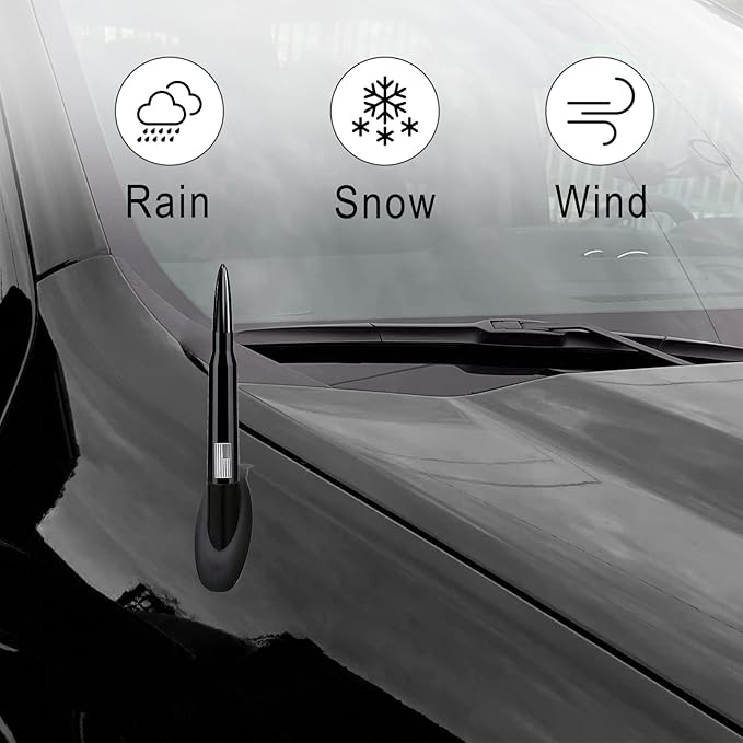 Ajxn 1 PC Car Truck Bullet Antenna, Automobile Antenna Mast, Suitable for GM Chevy Silverado 1500 3500 HD Avalanche GMC Sierra 1500 3500 Denali Heavy Duty Pickup Trucks Accessories (Black)