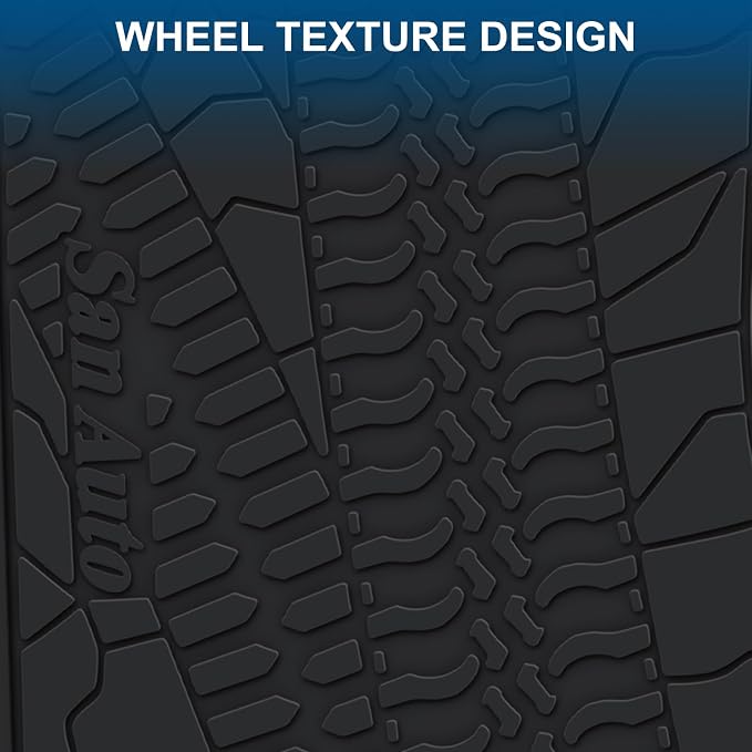 Car Floor Mat for Jeep Wrangler 4 Door Sahara Rubicon JK 2014 2015 2016 2017 2018 Full Set 4 Pieces Custom Fit Full Black Rubber Auto Floor Liner Mat All Weather Heavy Duty Odorless