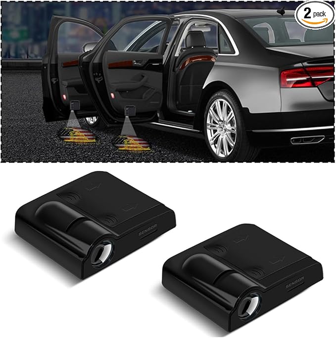 2Pcs Universal Car Door Lights Logo Projector, Auto Door Projection Wireless LED Welcome Courtesy Light, Welcome Ghost Shadow Lamp Vehicle Accessories Fit for Most Cars (Style F)