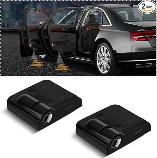 2Pcs Universal Car Door Lights Logo Projector, Auto Door Projection Wireless LED Welcome Courtesy Light, Welcome Ghost Shadow Lamp Vehicle Accessories Fit for Most Cars (Style F)