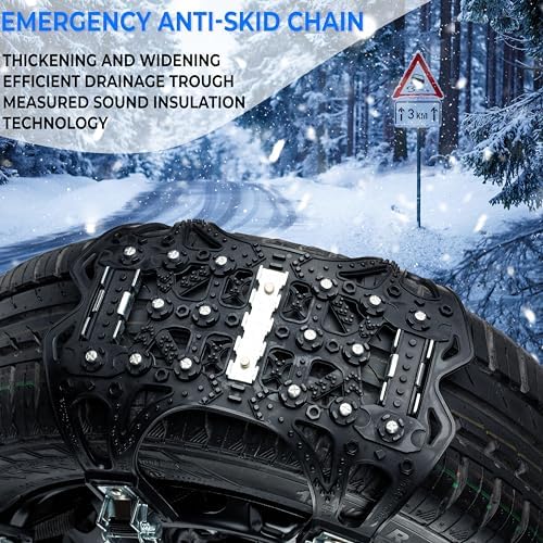 ZONETECH Tire Snow Chains 6-Pack All Season Black Upgraded Premium Quality Strong and Durable Anti-Skid Car,SUV, Pick Up and Truck for Emergency and Travel