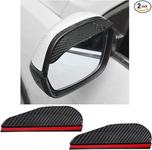 Wevdn 2 PCS Mirror Rain Visor Eyebrow, Waterproof PVC Auto Exterior Rear View Mirror Rain Visor Guard, Rainproof Side Mirror Rain Visor Eyebrow Cover for SUV Truck, Car Accessories (Carbon Fiber)