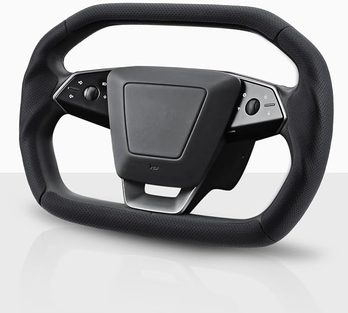Steering Wheel Cover for Cybertruck 2023-Present Leather Steering Wheel Cover for Tesla Cybertruck Truck Car Steering Wheel Accessories (Perforated Black)