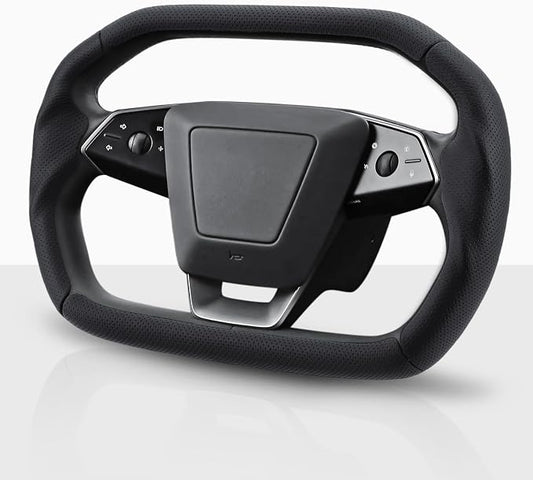 Steering Wheel Cover for Cybertruck 2023-Present Leather Steering Wheel Cover for Tesla Cybertruck Truck Car Steering Wheel Accessories (Perforated Black)