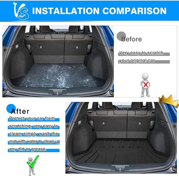 KUST Custom Fit Cargo Mat for Honda HRV 2016-2022, HR-V Accessories Cargo Liner All Weather Trunk Mat, TPE Rubber Mat Non-Slip Black