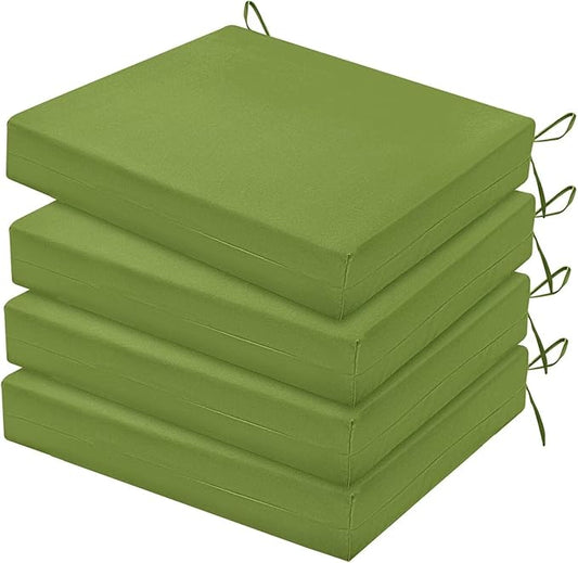HARBOREST Outdoor Chair Cushions Set of 4, Water Resistant Patio Chair Cushions with Ties, Outdoor Seat Cushions for Patio Furniture, 17"x16"x2", Grass Green