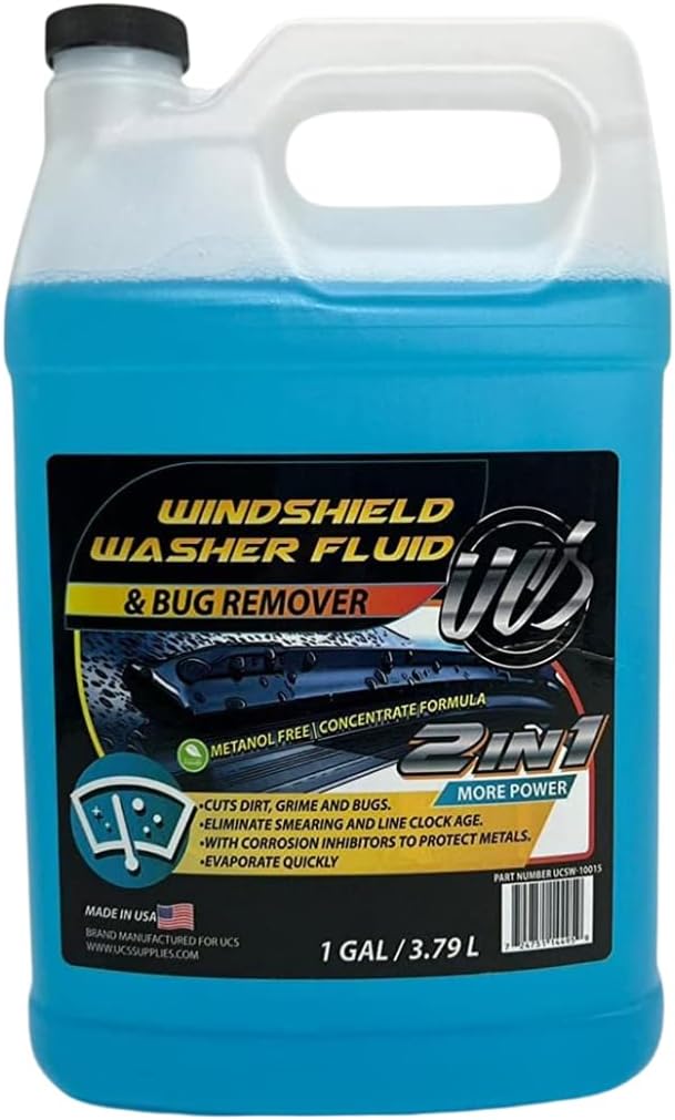 UCS 2-in-1 Windshield Washer Fluid & Bug Remover – Ready to Use, Streak-Free Formula, Removes Bugs, Dirt & Road Grime – 1 Gallon (128 fl oz)