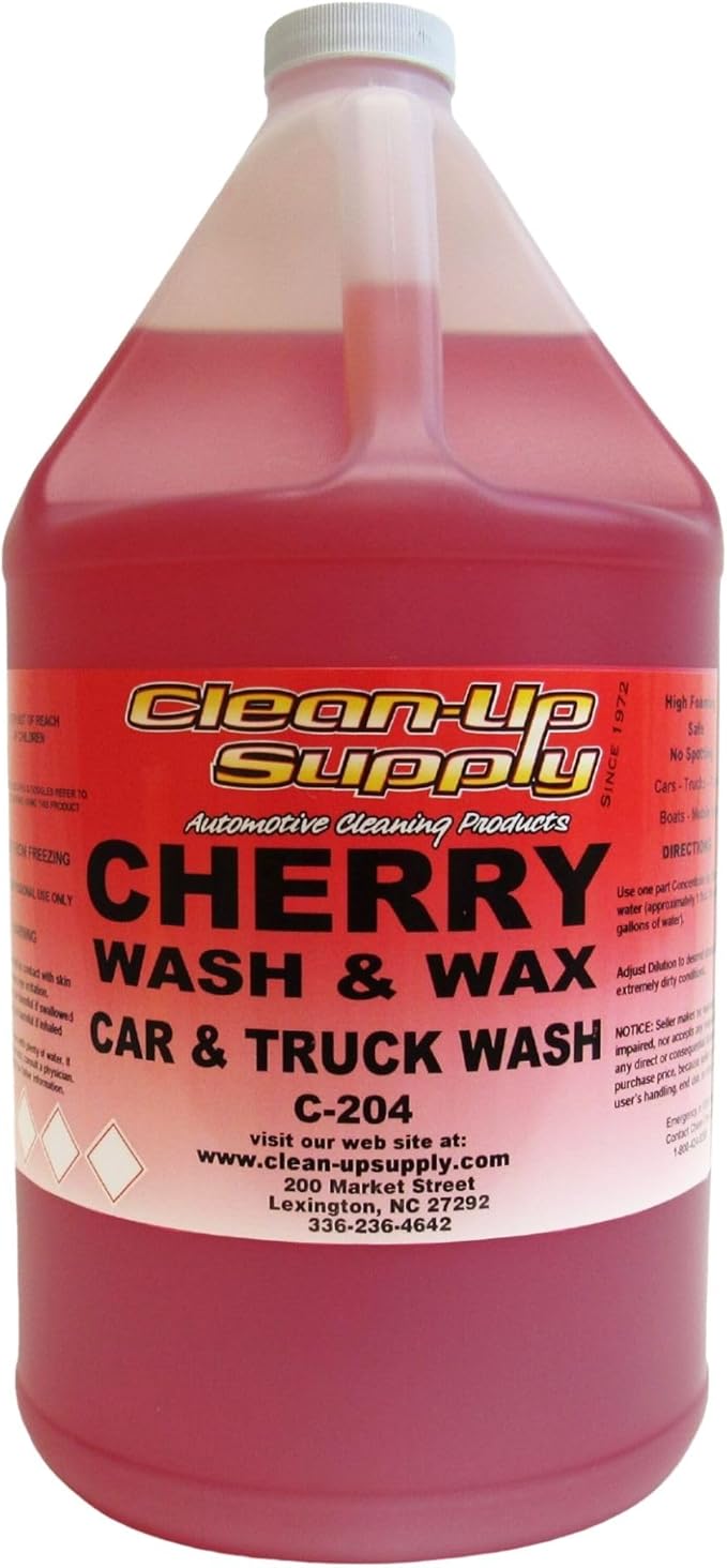 Professional Cherry Soap Wash & Wax High Foam Car Wash Shampoo, pH Balanced, Spot Free Easy Rinse