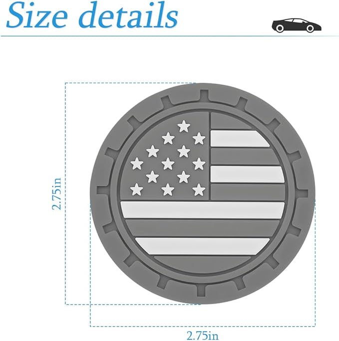 AUCELI 4 Pack Car Cup Holder Coasters, Colored American Flag US Flag Insert Car Cup Coaster, 2.75 Inch Anti Slip Shockproof Embedded Drink Mat, Vehicle Interior Decor Accessories