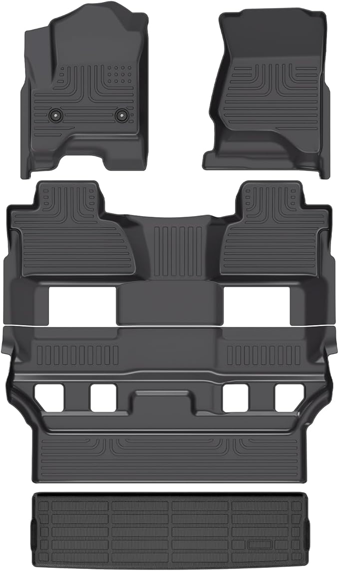 HAFIDI® Floor Mats & Cargo Liner Set Fit for Chevy Tahoe & GMC Yukon 2015-2020 (Only for 7 Seats, Not for XL) All Weather Protection TPE Anti-Slip Automotive Floor Liners Custom Accessories - Black