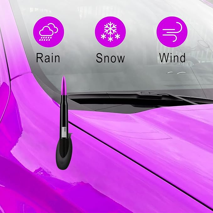 Ajxn 1 PC Car Truck Bullet Antenna, 5.4" Automobile Antenna Mast, Suitable for GM Chevy Silverado 1500 2500 3500 HD Avalanche GMC Sierra 1500 2500 3500 (American Flag Purple #110)