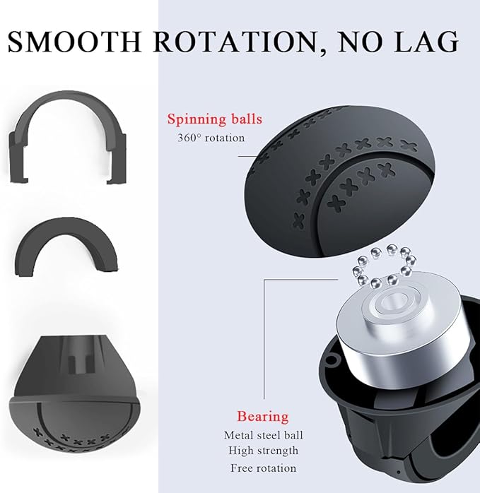 Povtii Steering Wheel Spinner, 360° Rotatable Soft Surface Steering Wheel Booster, Anti-Slip Silicone & ABS Steering Wheel Handle Knob with Metal Bearing Balls, Car Accessories
